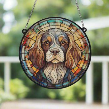 Cavalier King Charles Spaniel Stained Glass Effect Suncatcher, 5 of 6