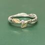 Cast Willow Ring With Diamond And Gold Leaves, thumbnail 2 of 5