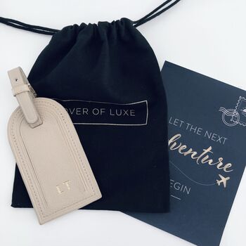 Personalised Luggage Tag Black Or Nude Leather, 3 of 12