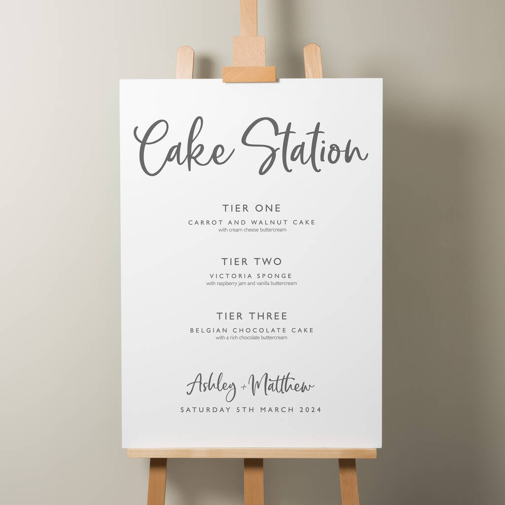 Elegant Wedding Menu Sign 'Ashley' By Paper Scene