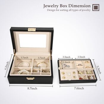 Jewellery Box Organiser Storage Case With Mirror, 8 of 8