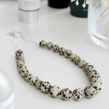 925 Sterling Silver Dalmatian Jasper Ball Necklace, 4 of 5