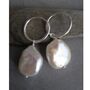 925 Silver Pearl Hoop Earrings Small, thumbnail 3 of 3