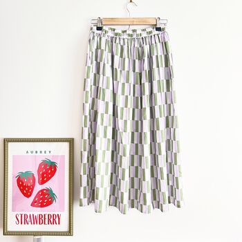 Cotton Midi Skirt, Sage Print Skirt, 3 of 5