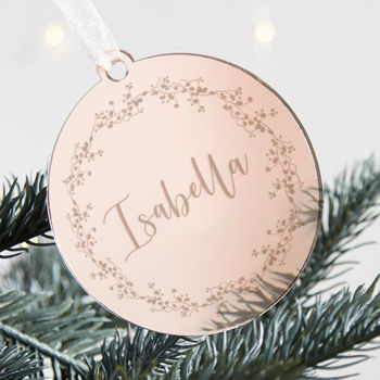 Personalised Rose Gold Christmas Bauble, 2 of 4