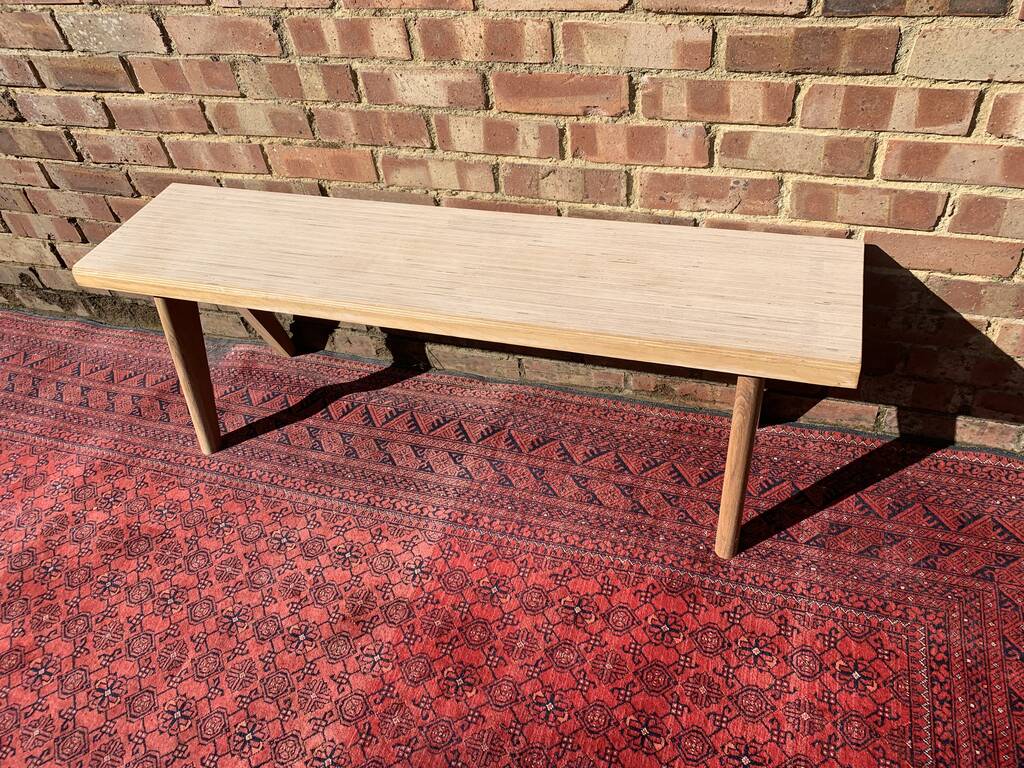 Modern Laminated Birchwood Bench With Tapered Legs, 1 of 12