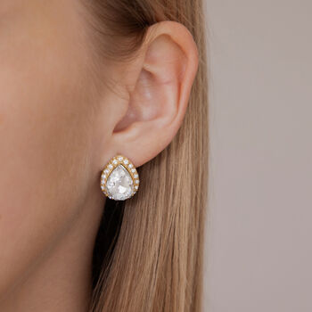 Gold Plated Teardrop Crystal Stud Earrings, 2 of 3