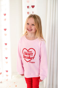 Valentines 'Mini Heartbreaker' Personalised Name Embroidered Sweatshirt, 2 of 9