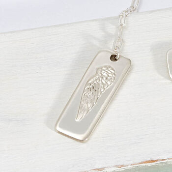 Angels Wing: Sterling Silver Dog Tag Necklace, 3 of 4