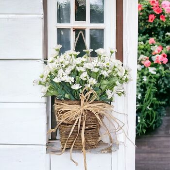 Spring Cream Wildflower Basket Door Wreath, 2 of 8