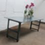 Saunders Zinc Table With Vintage Workbench Legs, thumbnail 5 of 7
