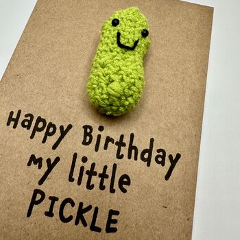 Little Pickle Crochet Birthday Card Handmade, 7 of 8
