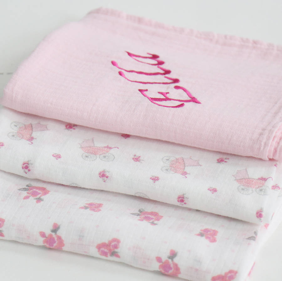 Three Pack Of Large Swaddle Muslins Pink By My 1st Years