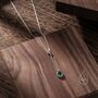 Emerald Green Oval Cz Lariat Pendant Necklace, thumbnail 7 of 11
