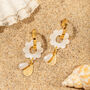 18 K Gold Plated Hoop Earrings With Flower And Pearl Drop, thumbnail 10 of 11