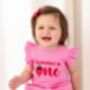 Personalised Embroidered Strawberry First Birthday Lace Trim T Shirt And Short Set, thumbnail 1 of 5