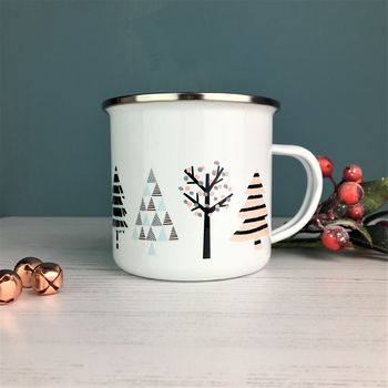 Cool Nordic Christmas Tree Enamel Mug, 3 of 5