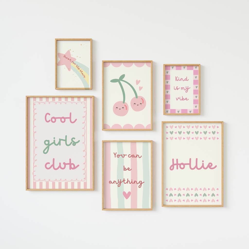 Personalised Cool Girls Club Pink Gallery Wall Print Set, 1 of 5