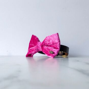 Pink Velvet Dog Bow Tie, 2 of 4