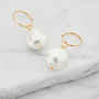 Gold Or Silver Large Pearl Drop Hoop Earrings, thumbnail 2 of 8