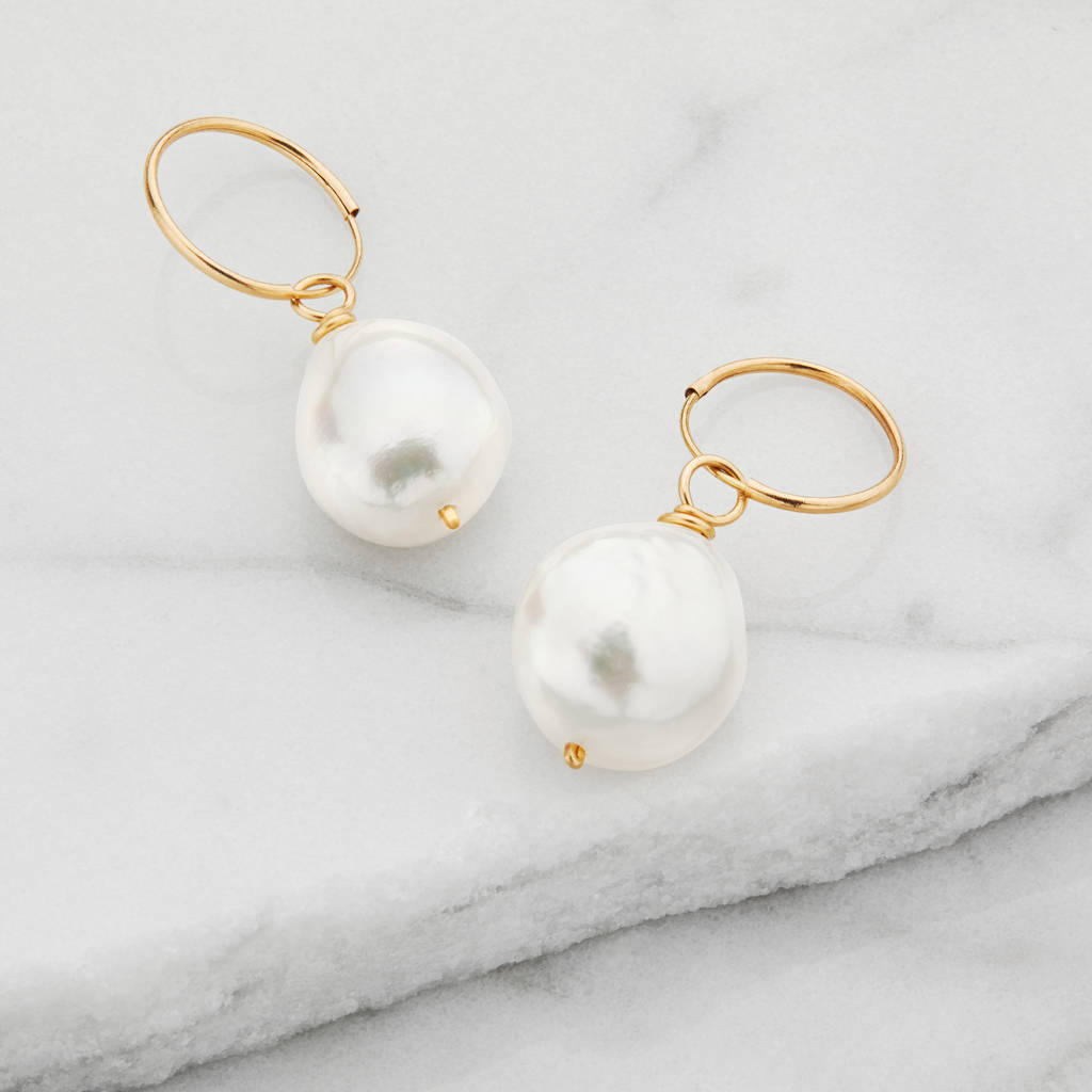 Amazon.com: Freshwater Cultured Baroque Pearl Hoop Earrings for Women Pearl  Drop Earrings Dangle Gold Pearl Earrings for girls mother her: Clothing,  Shoes & Jewelry