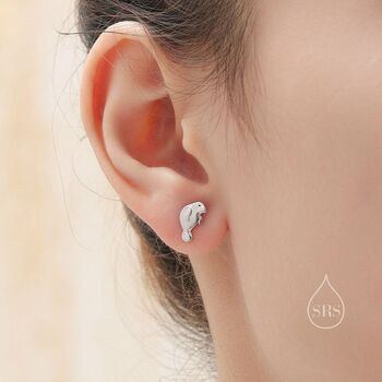 Sterling Silver Manatee Stud Earrings, 9 of 11