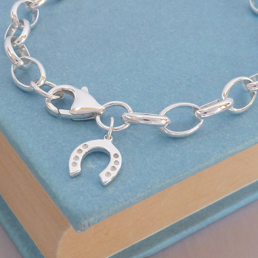 silver horseshoe charm bracelet by handmade by helle