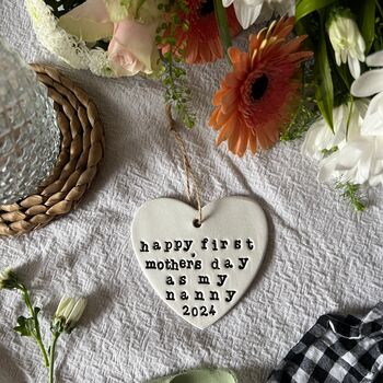 1st Mother's Day Personalised Gift For Nanny, Heart New Nanny, Nan, Grandma, Grammy Keepsake, 3 of 3