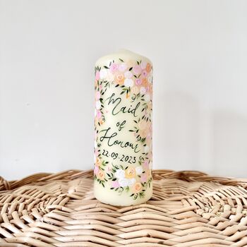 Personalised Pink And Orange Hand Painted Unity Candle, 5 of 7