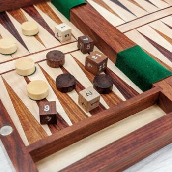 Wooden Backgammon Playing Game Set, 8 of 8