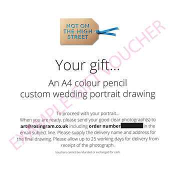 Custom Wedding Portrait Pencil Drawing Or Gift Voucher, 5 of 8