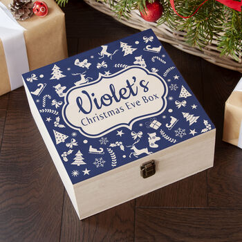 Personalised Christmas Eve Box With Festive Pattern, 6 of 12