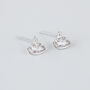 Sterling Silver White Crystal Halo Stud Earrings, thumbnail 1 of 5