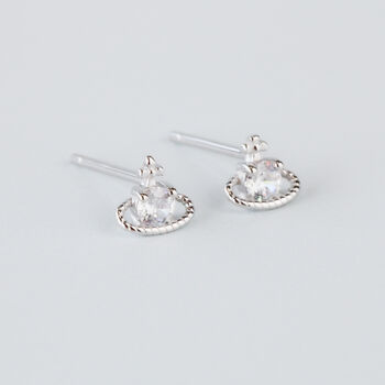 Sterling Silver White Crystal Halo Stud Earrings, 2 of 5