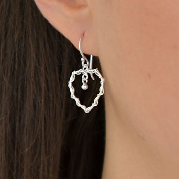 Sterling Silver Dangly Wire Heart Earrings, 2 of 3