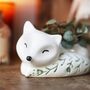 Small Ceramic Sleeping Fox Planter, H6cm, thumbnail 7 of 8