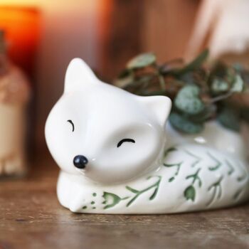 Small Ceramic Sleeping Fox Planter, H6cm, 7 of 8