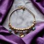 Rose Gold Evil Eye Butterfly Dangle Charms Bracelet, thumbnail 4 of 5