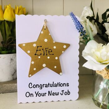 Personalised New Job Congratuations Gold Star Card, 3 of 3