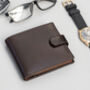 Personalised Dark Brown And Tan Leather Wallet Rfid, thumbnail 2 of 8
