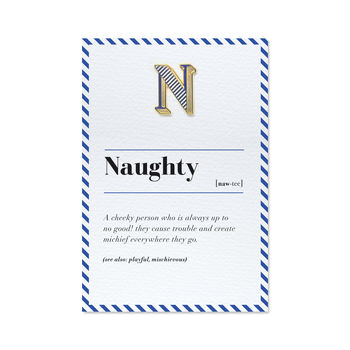 N Is For Naughty Pin Badge And Card, 4 of 4
