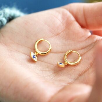 Crystal Eye Huggie Hoop Earrings In Gold Plating, 4 of 5