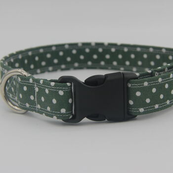 Dark Green Polkadot Dog Collar, 3 of 12