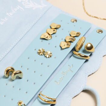 Blue Floral Embroidered Velvet Jewellery Roll, 5 of 6