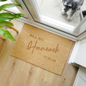 Personalised Mr And Mrs Rectangle Indoor Doormat, 5 of 6