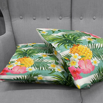 Tropical Cushion Cover With Floral, Leafy And Pineapple, 4 of 7