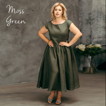 Midi Linen Dress | Natural Bridesmaid Dresses, 7 of 12