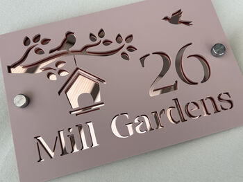 Personalised Bird And Birdbox Design House Acrylic Number Sign, 2 of 3