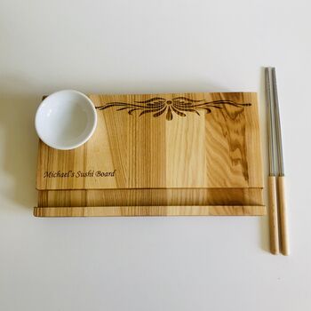 Personalised Wooden Sushi Tray Set, 3 of 6