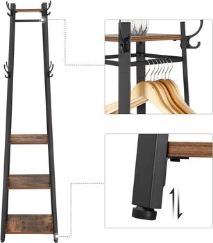 Industrial Coat Rack Stand With Three Shelves, 8 of 8